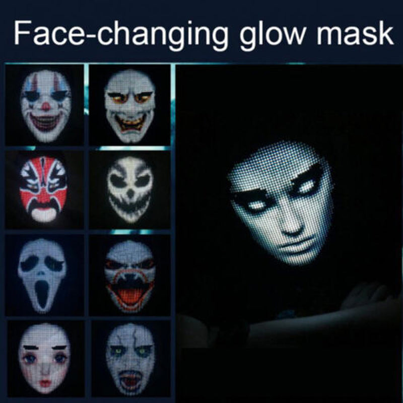 Face Transforming LED Mask with App Controlled - Programmable LED Halloween Mask